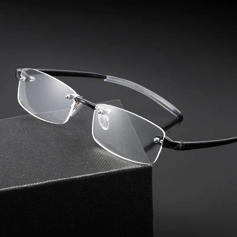 Rahmenlose blaues Licht blockierende Lesebrille für Herren und Damen, modisch, randlos, Hyperopie-Brille, Dioptrien +1,0 +1,5 +2,0 +2,5 +3,0