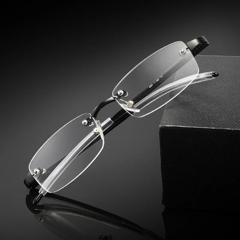 Rahmenlose blaues Licht blockierende Lesebrille für Herren und Damen, modisch, randlos, Hyperopie-Brille, Dioptrien +1,0 +1,5 +2,0 +2,5 +3,0
