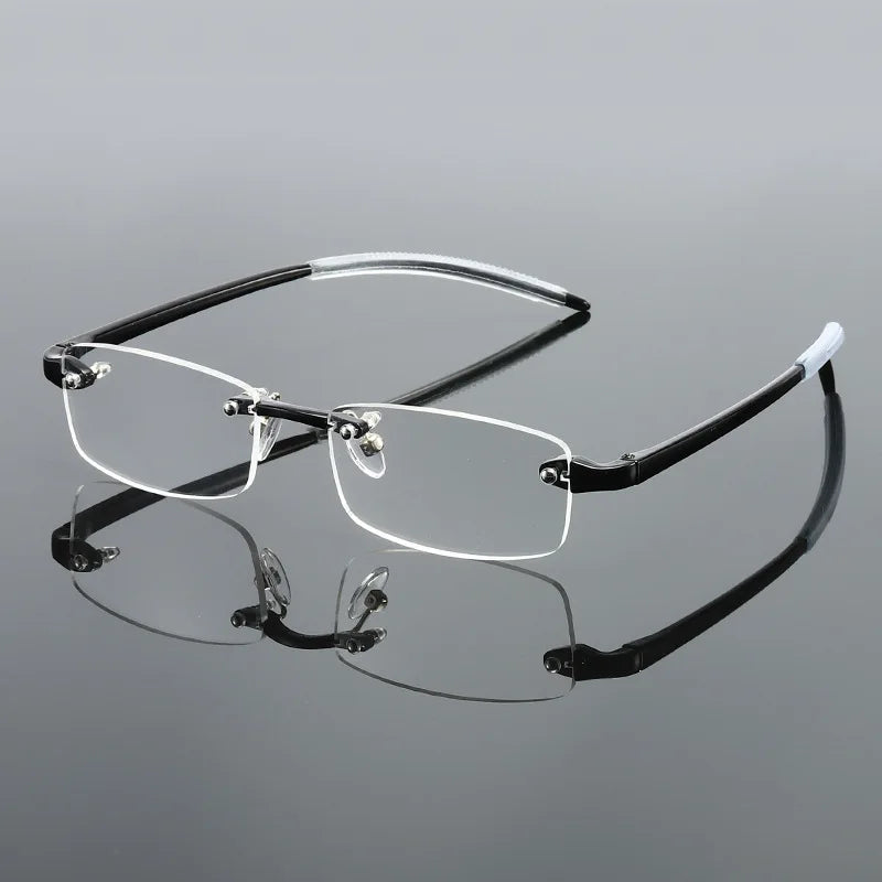 Rahmenlose blaues Licht blockierende Lesebrille für Herren und Damen, modisch, randlos, Hyperopie-Brille, Dioptrien +1,0 +1,5 +2,0 +2,5 +3,0