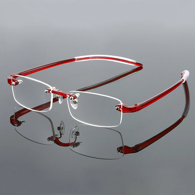 Rahmenlose blaues Licht blockierende Lesebrille für Herren und Damen, modisch, randlos, Hyperopie-Brille, Dioptrien +1,0 +1,5 +2,0 +2,5 +3,0