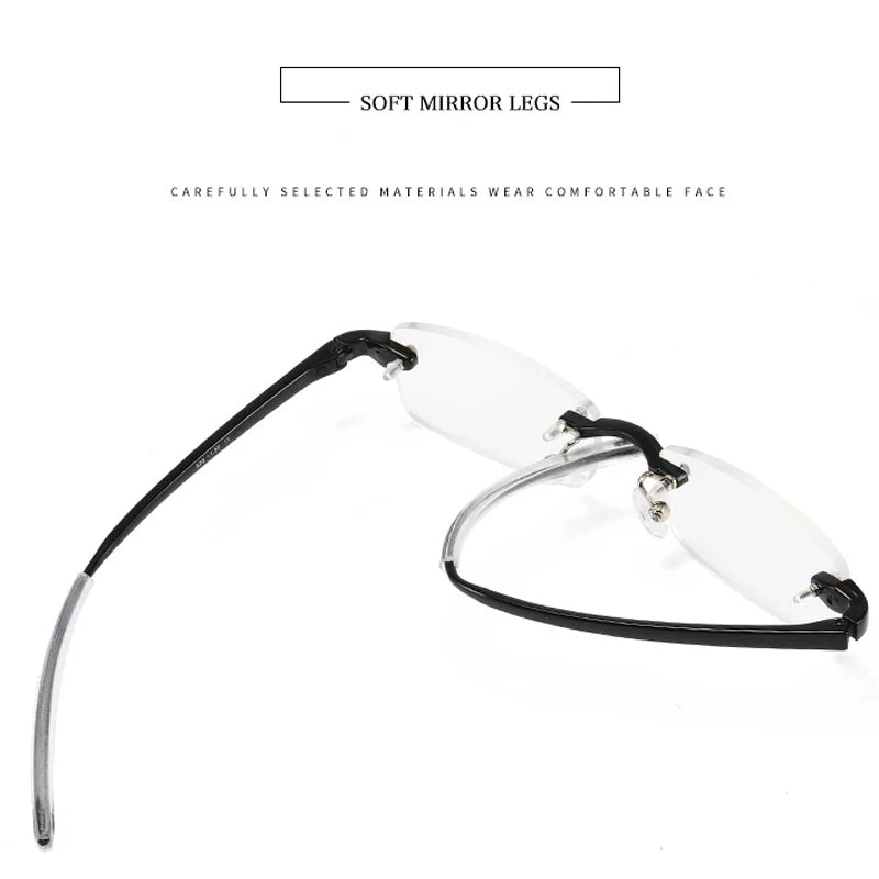 Rahmenlose blaues Licht blockierende Lesebrille für Herren und Damen, modisch, randlos, Hyperopie-Brille, Dioptrien +1,0 +1,5 +2,0 +2,5 +3,0