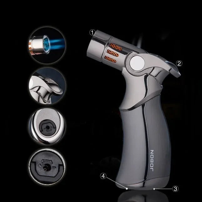 Feuerzeug Zigarre Rohr Jet Turbo BBQ Feuerzeug Free Fix Feuer Winddichte Spritzpistole Metall Gas Feuerzeug 1300 C (Ohne Gas)